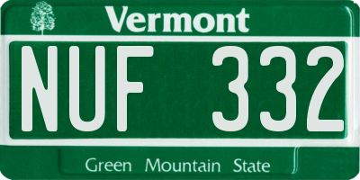 VT license plate NUF332