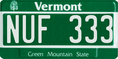 VT license plate NUF333