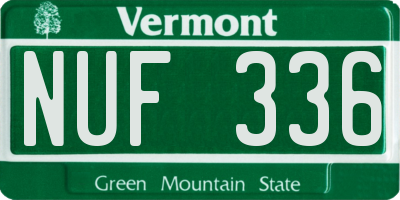 VT license plate NUF336