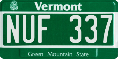 VT license plate NUF337
