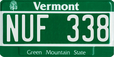 VT license plate NUF338