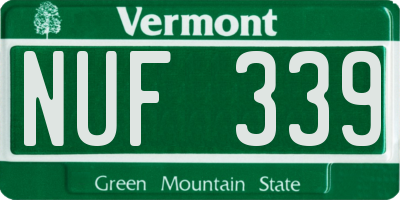 VT license plate NUF339