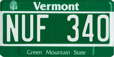 VT license plate NUF340
