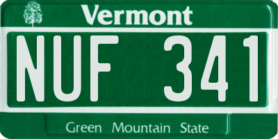 VT license plate NUF341