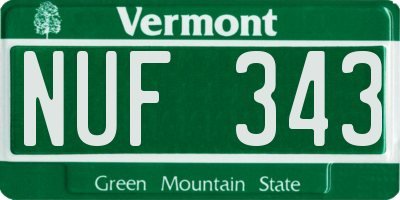 VT license plate NUF343