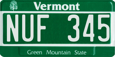 VT license plate NUF345