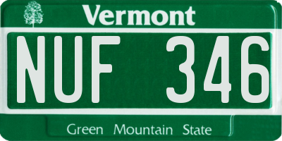 VT license plate NUF346