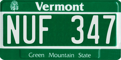 VT license plate NUF347