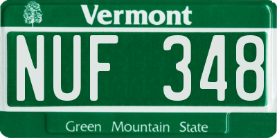 VT license plate NUF348