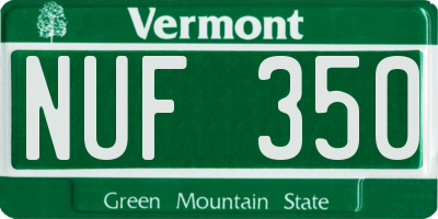 VT license plate NUF350