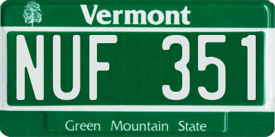 VT license plate NUF351