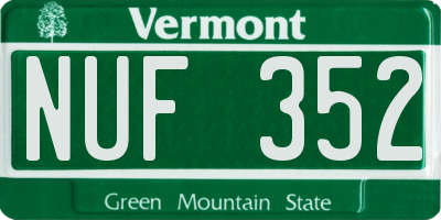 VT license plate NUF352