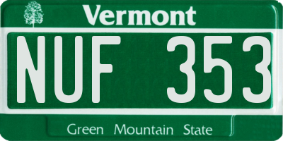 VT license plate NUF353