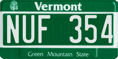 VT license plate NUF354