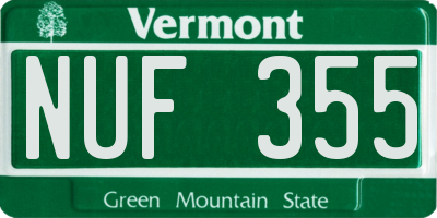 VT license plate NUF355