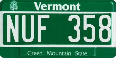VT license plate NUF358