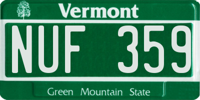 VT license plate NUF359