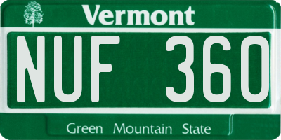 VT license plate NUF360