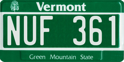 VT license plate NUF361