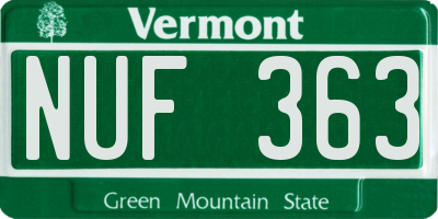 VT license plate NUF363