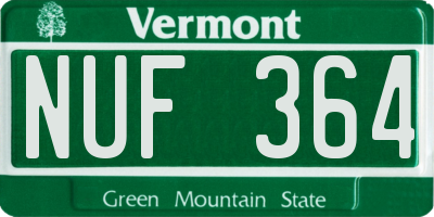 VT license plate NUF364