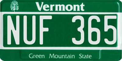 VT license plate NUF365