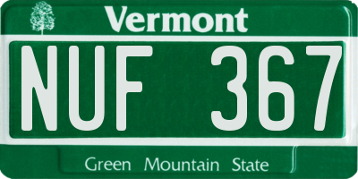 VT license plate NUF367