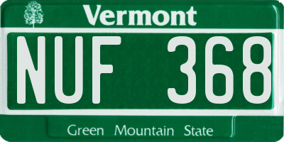 VT license plate NUF368