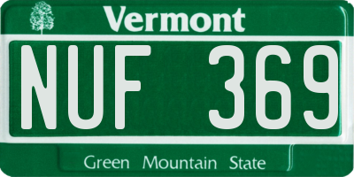 VT license plate NUF369