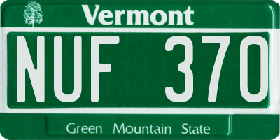 VT license plate NUF370
