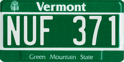 VT license plate NUF371