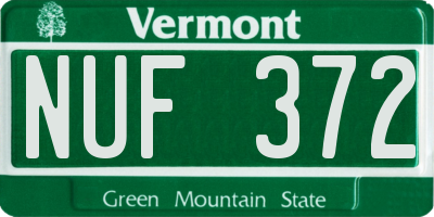 VT license plate NUF372