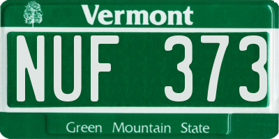 VT license plate NUF373