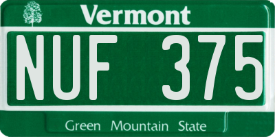 VT license plate NUF375