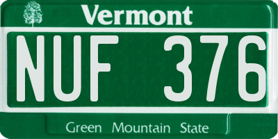 VT license plate NUF376