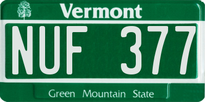VT license plate NUF377