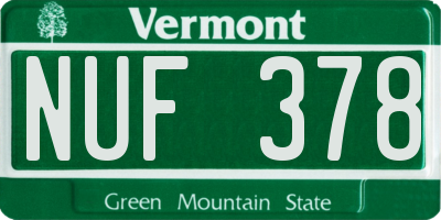VT license plate NUF378