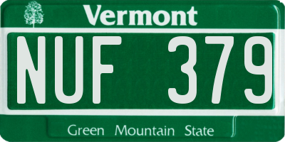 VT license plate NUF379