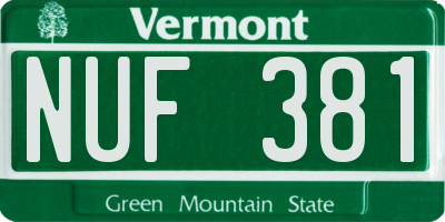 VT license plate NUF381
