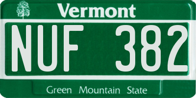 VT license plate NUF382