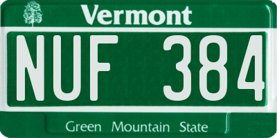 VT license plate NUF384