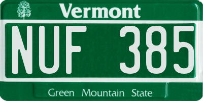 VT license plate NUF385