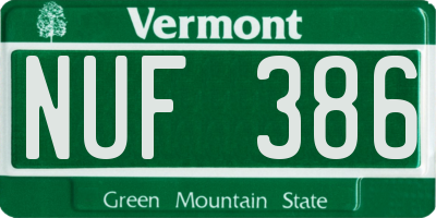 VT license plate NUF386