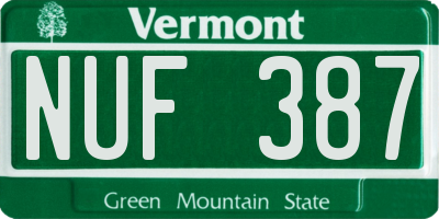 VT license plate NUF387