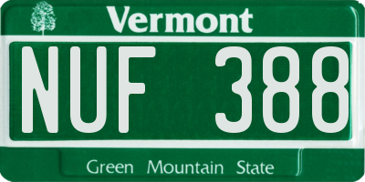 VT license plate NUF388