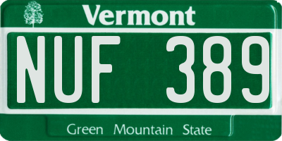VT license plate NUF389