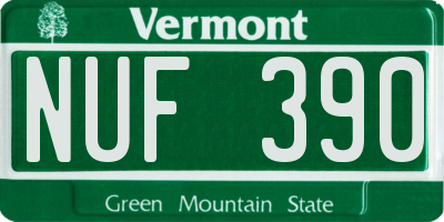 VT license plate NUF390