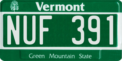 VT license plate NUF391