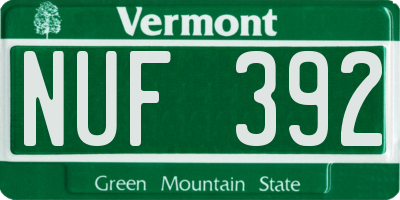 VT license plate NUF392