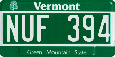 VT license plate NUF394